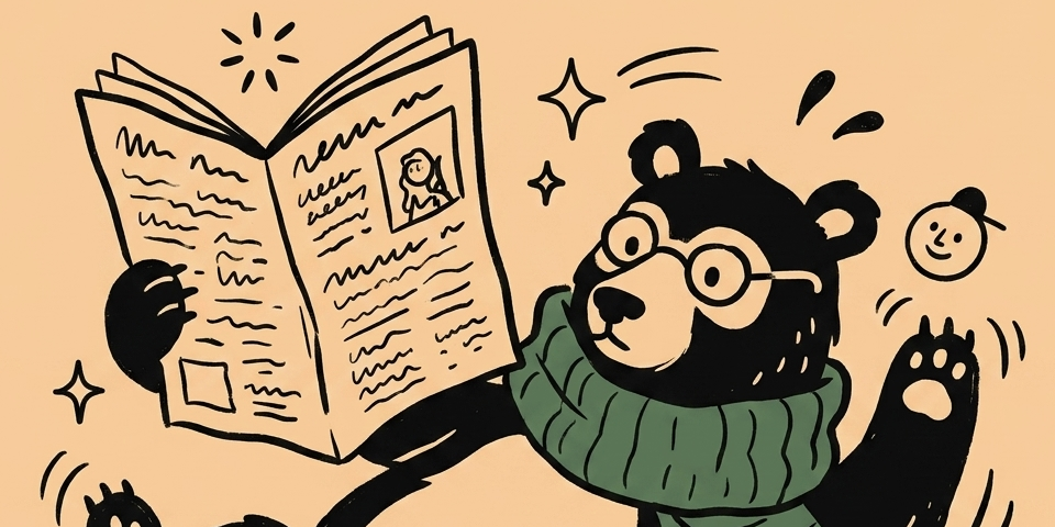 Barnaby — Snippet's spectacled bear guide in a green scarf